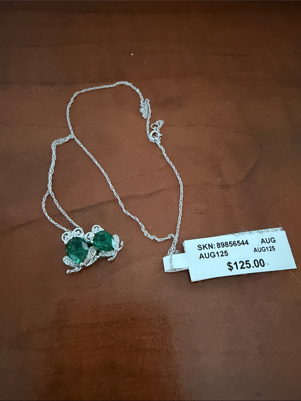 Unbranded Sterling Silver Necklace with Green Gemstone Butterfly Pendant